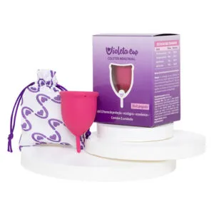 Meu fluxo menstrual é muito intenso. O que devo usar? 1 coletor menstrual violeta cup 1