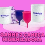 2 coletores menstruais violeta cup ganhe 2 canecas higienizadora