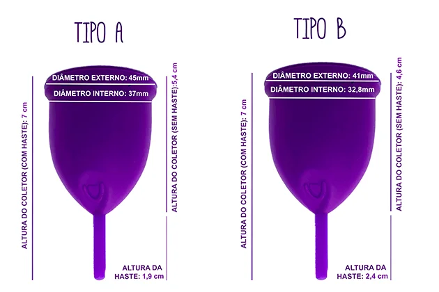 A Violeta Cup tem Coletores Menstruais e Discos Menstruais para adolescentes? 1 coletor menstrual tamanhos new3